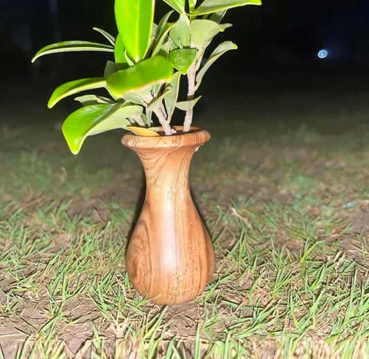 Handcrafted Acacia Wood Bud Vase - Mini Decor Vase