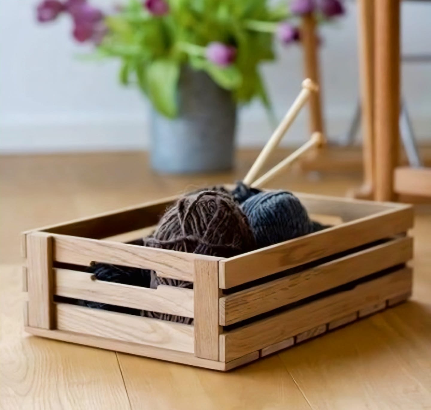 Handcrafted Acacia Wood Storage Crate
