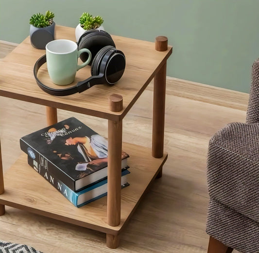 Minimalist 2-Tier Wooden Side Table