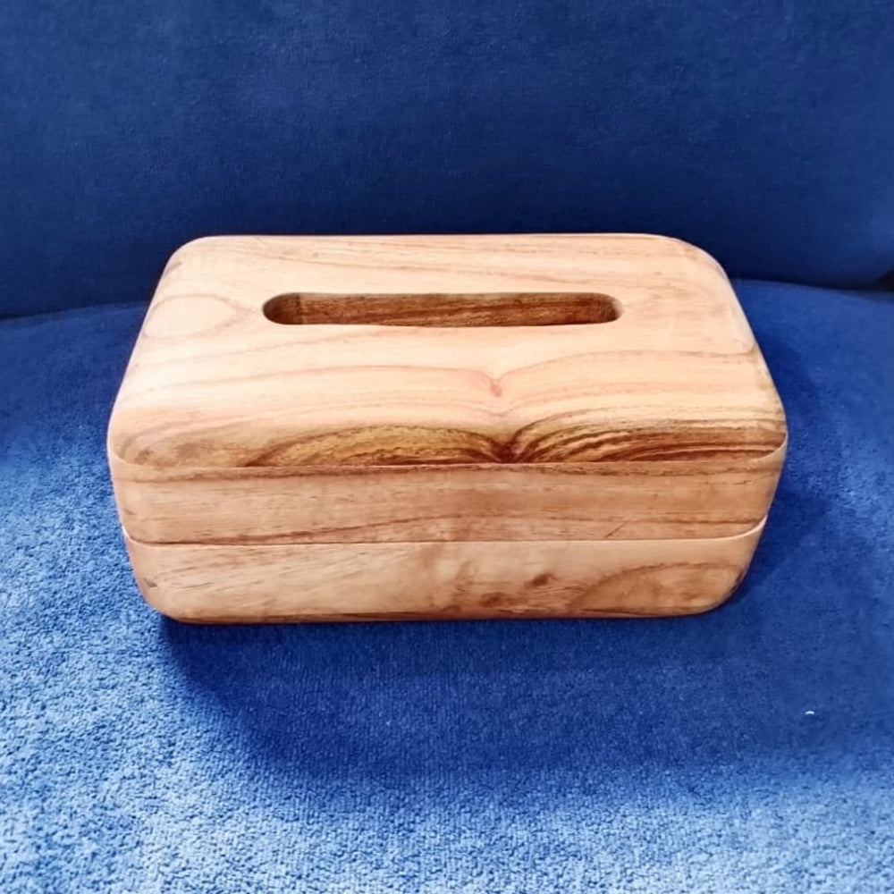 Handcrafted Natural Wood Tissue Box - Rectangular Design
