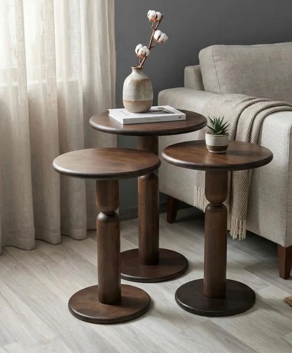 Modern Wooden Nesting Side Tables – Set of 3