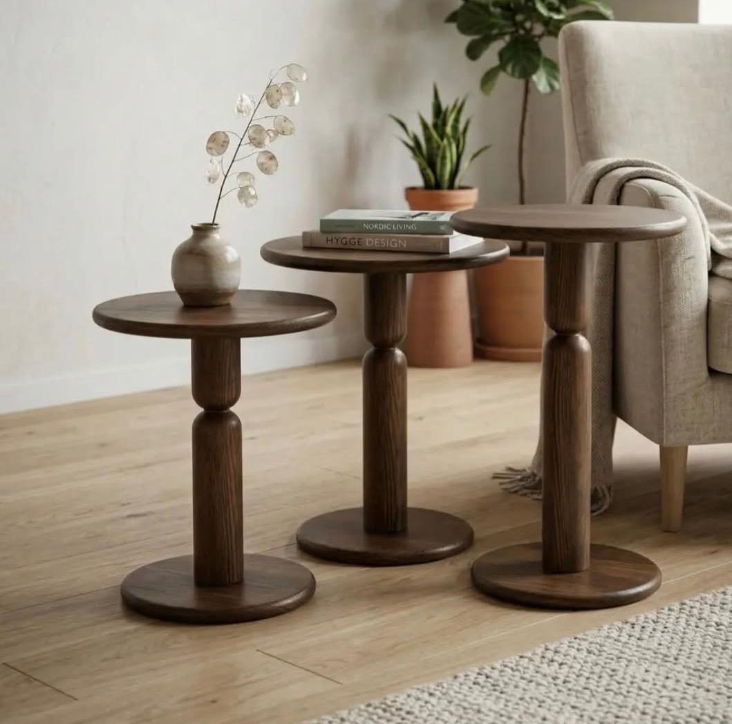 Modern Wooden Nesting Side Tables – Set of 3