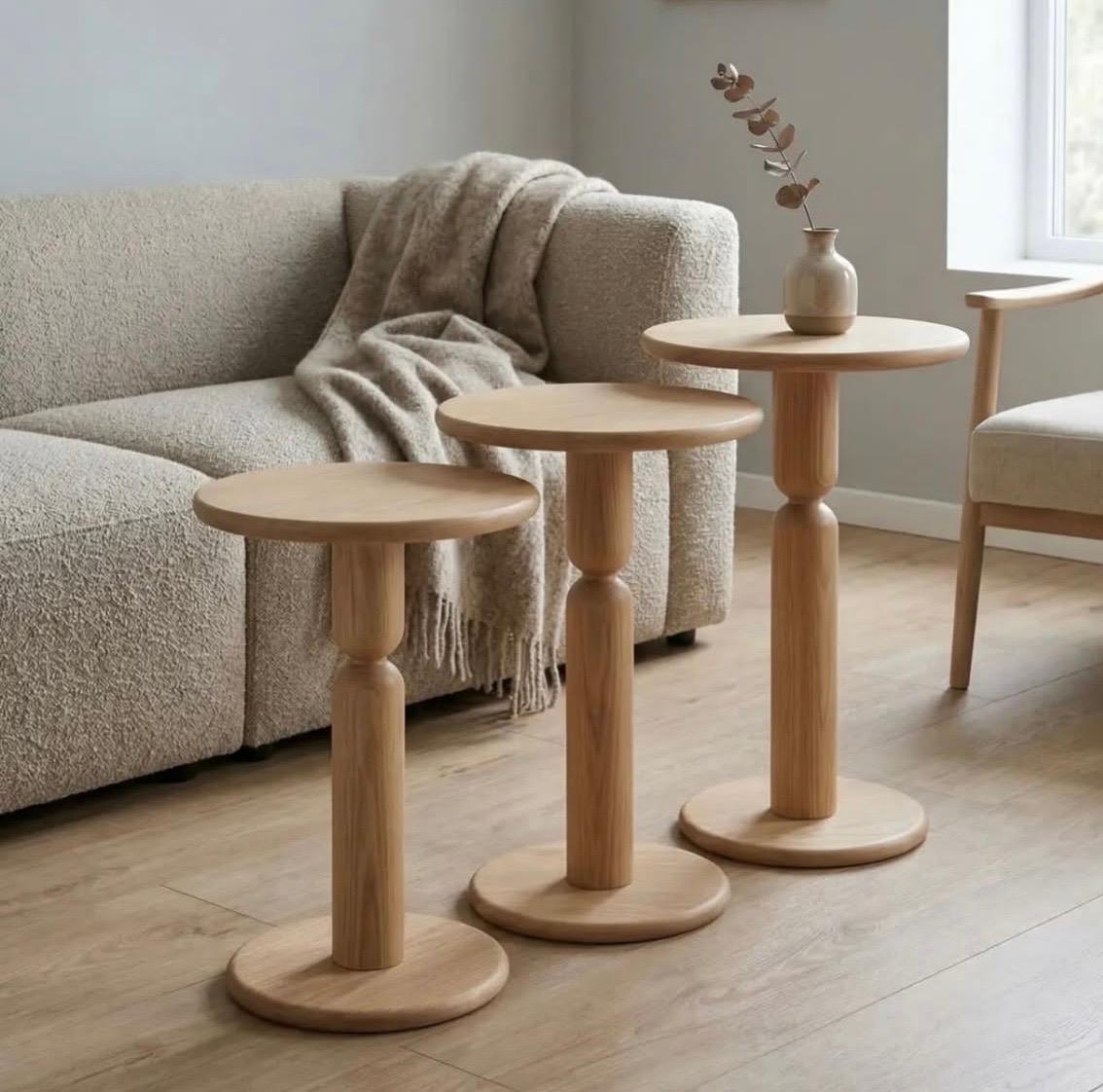 Scandinavian Style Wooden Nesting Side Tables – Set of 3