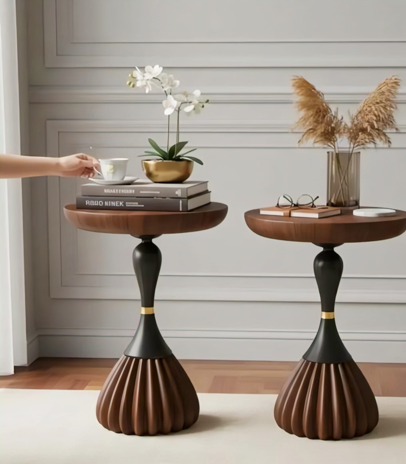Modern Sculptural Wooden Side Table