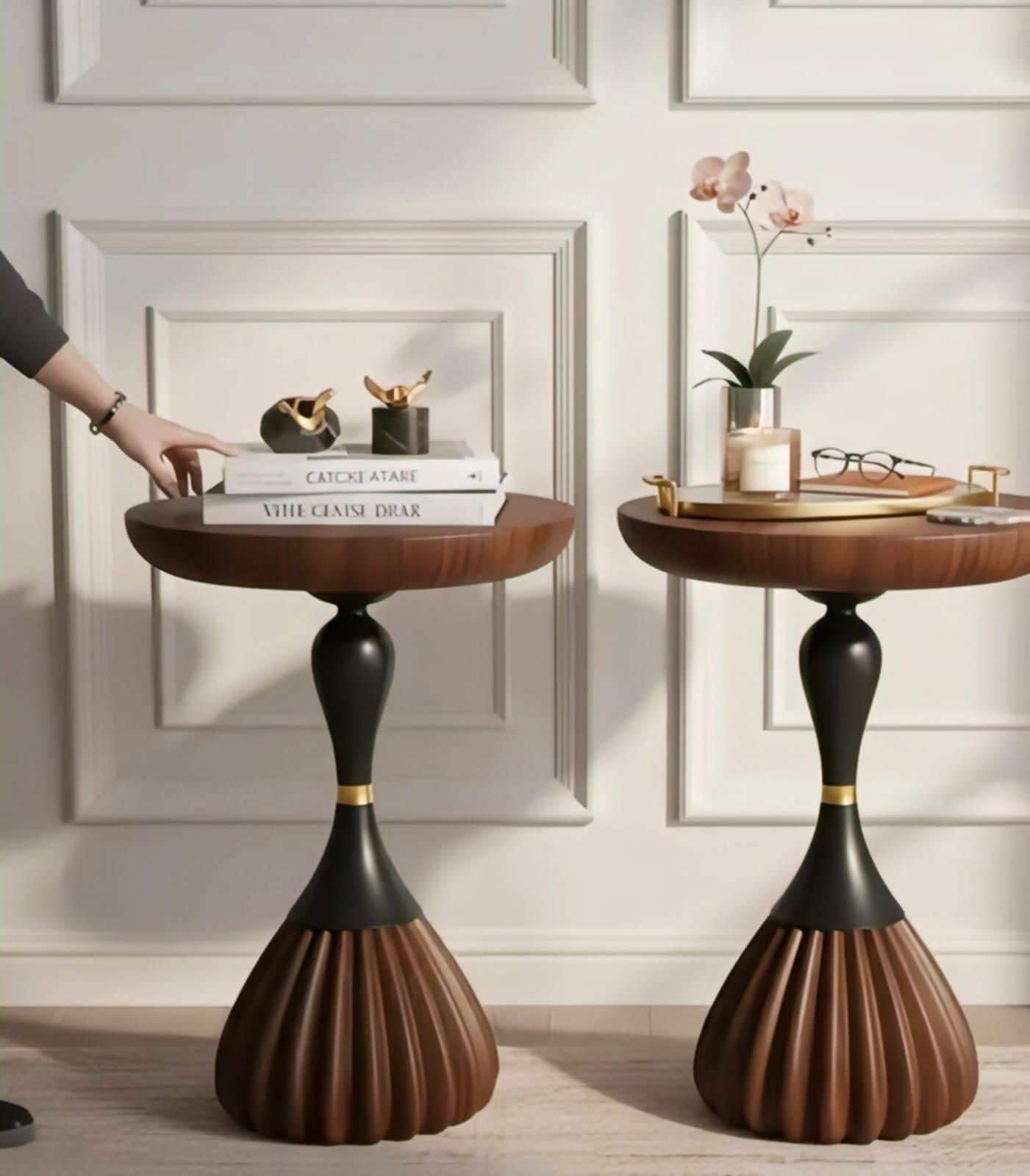 Modern Sculptural Wooden Side Table