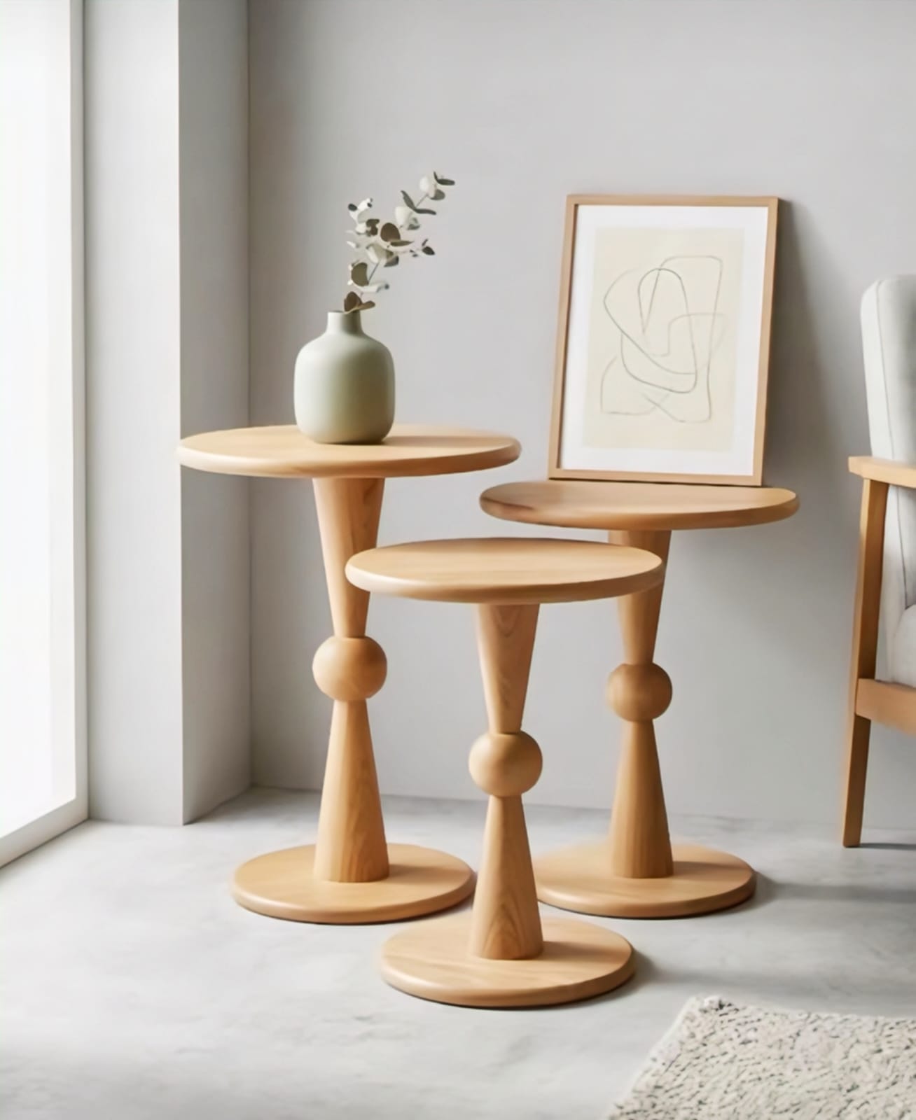 Luxury Wooden Side Tables (Set of 3)