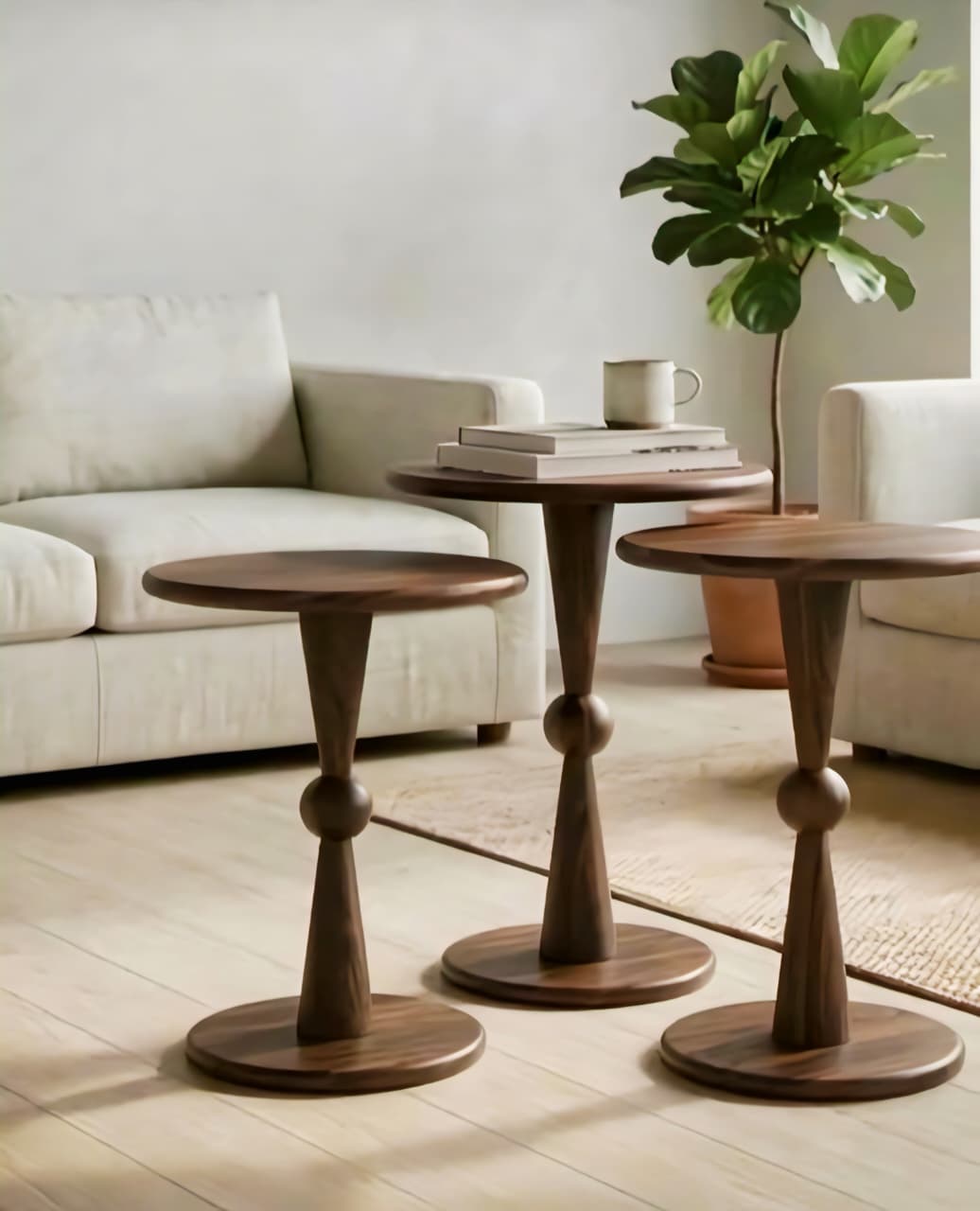 Luxury Wooden Side Tables (Set of 3)
