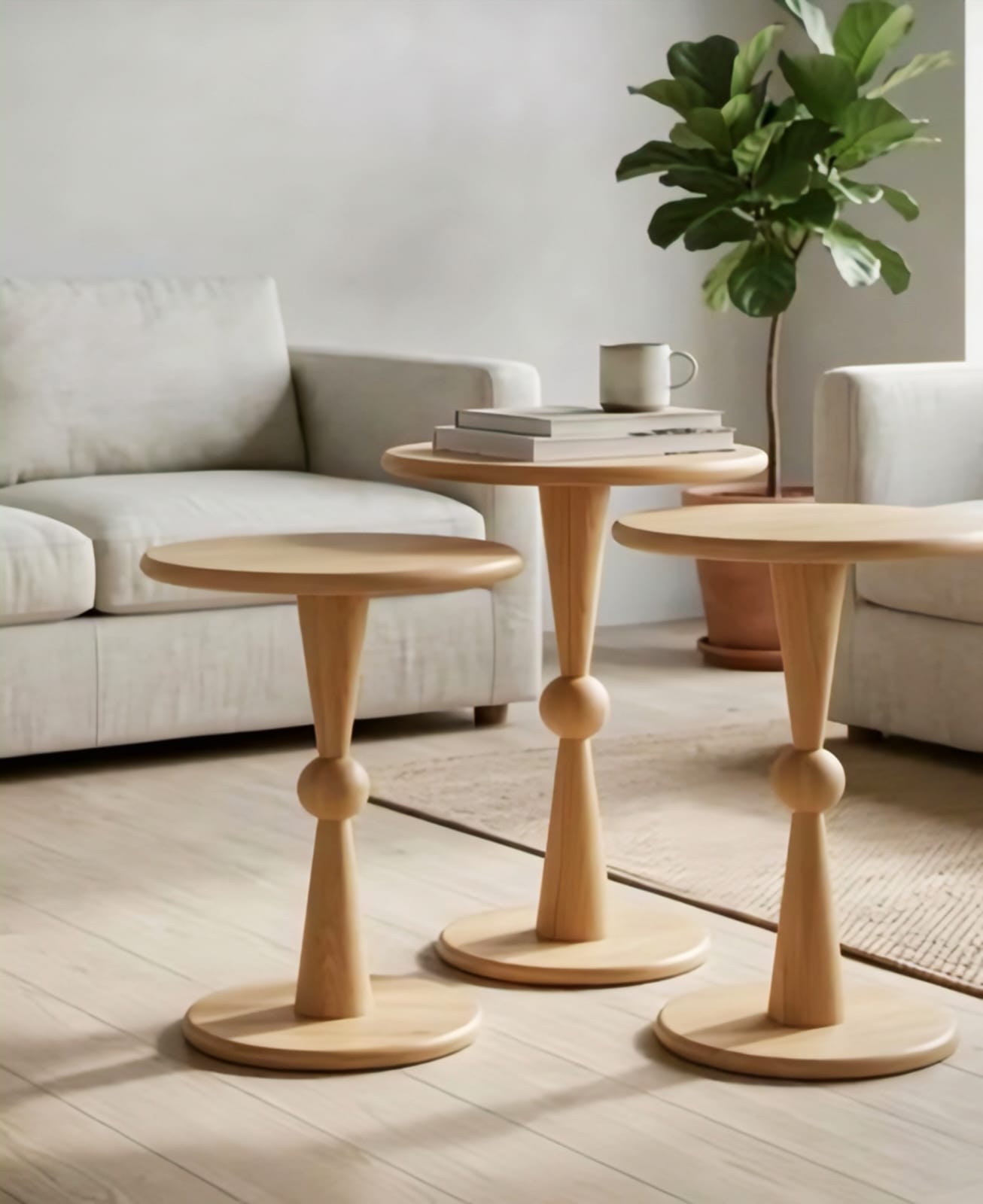 Luxury Wooden Side Tables (Set of 3)