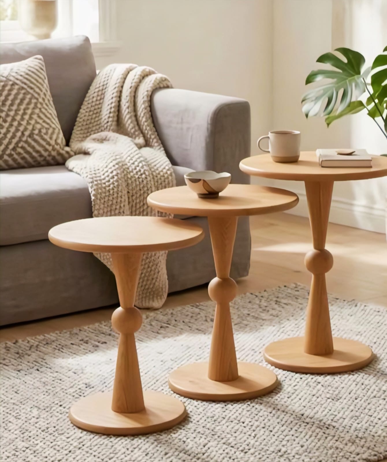 Luxury Wooden Side Tables (Set of 3)