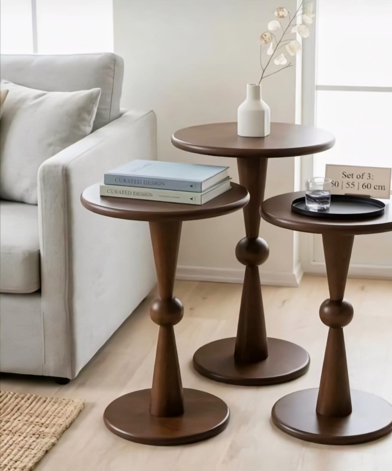 Luxury Wooden Side Tables (Set of 3)
