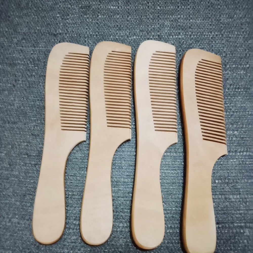 Handcrafted Acacia Wood Comb with Curved Handle