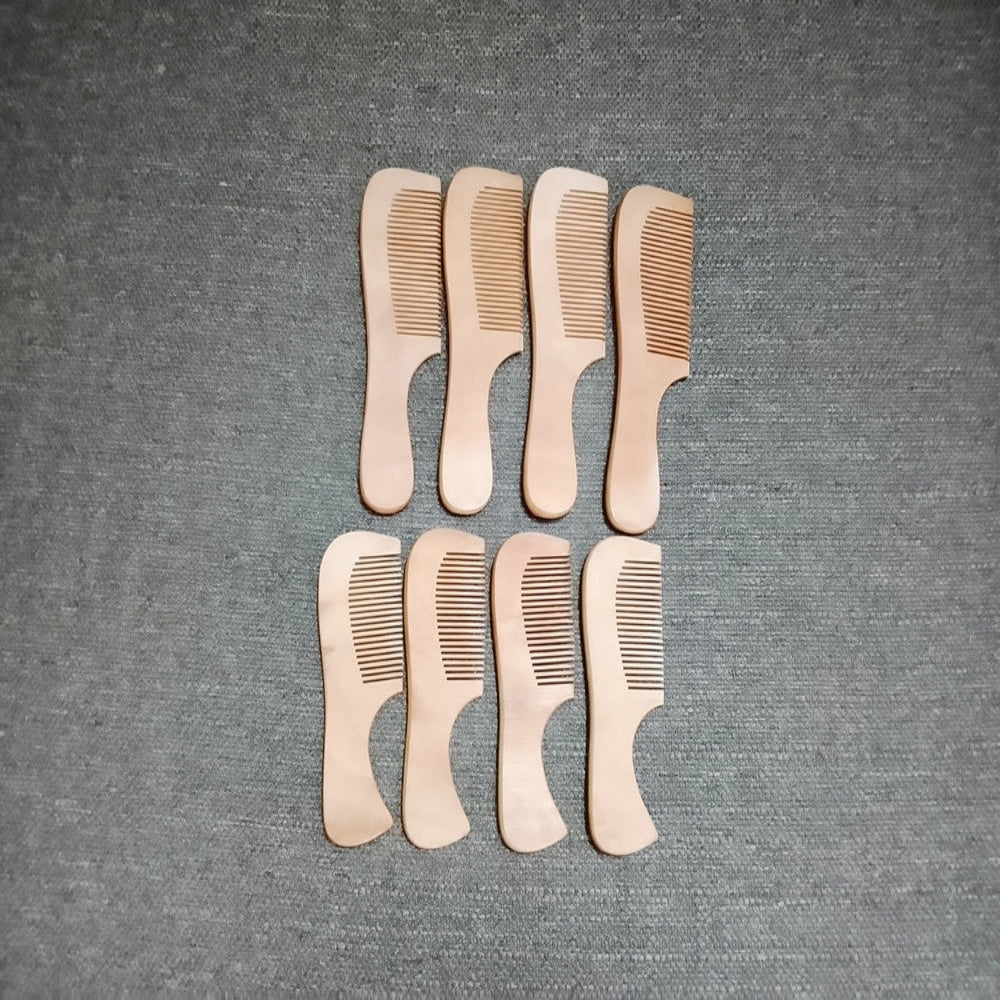 Handcrafted Acacia Wood Comb with Curved Handle