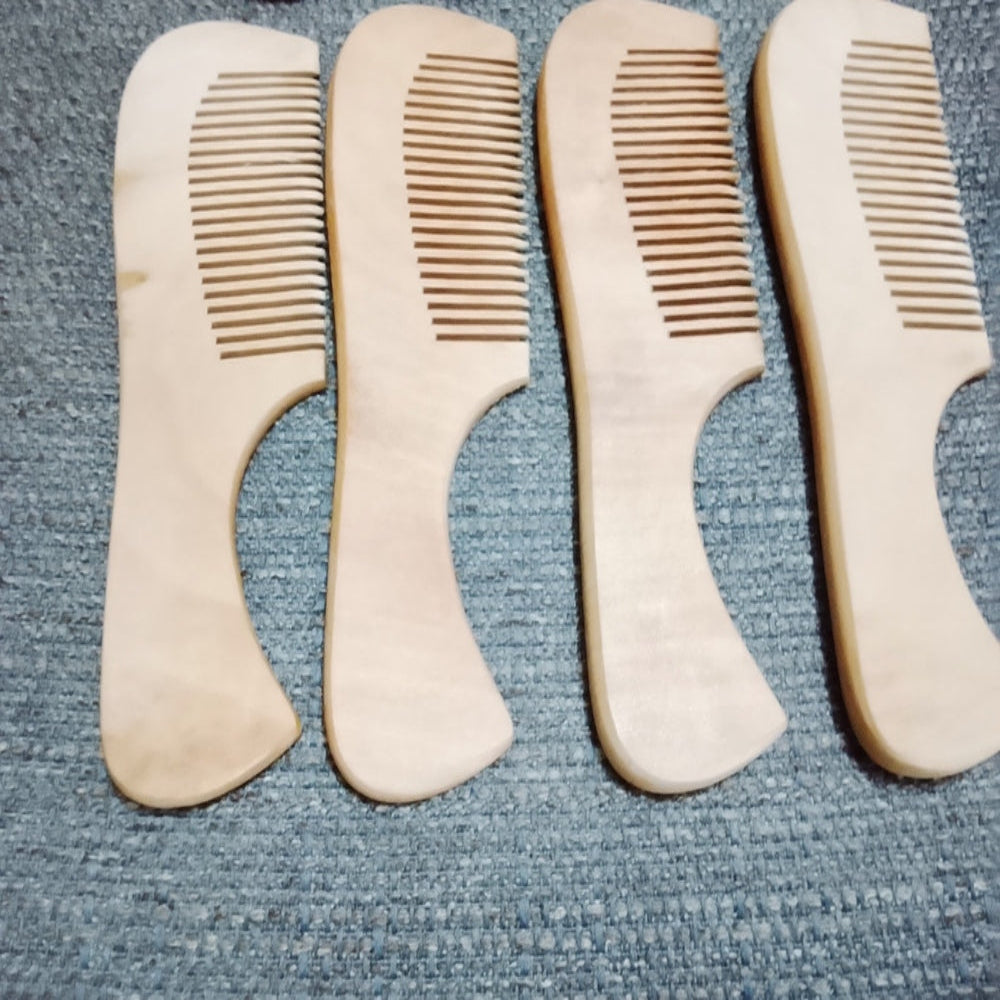 Handcrafted Acacia Wood Comb with Curved Handle
