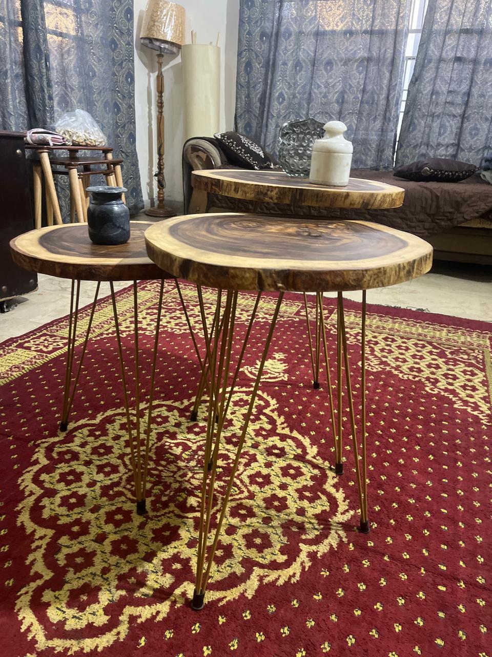 Live Edge Wooden Table Set – Natural Elegance for Your Space