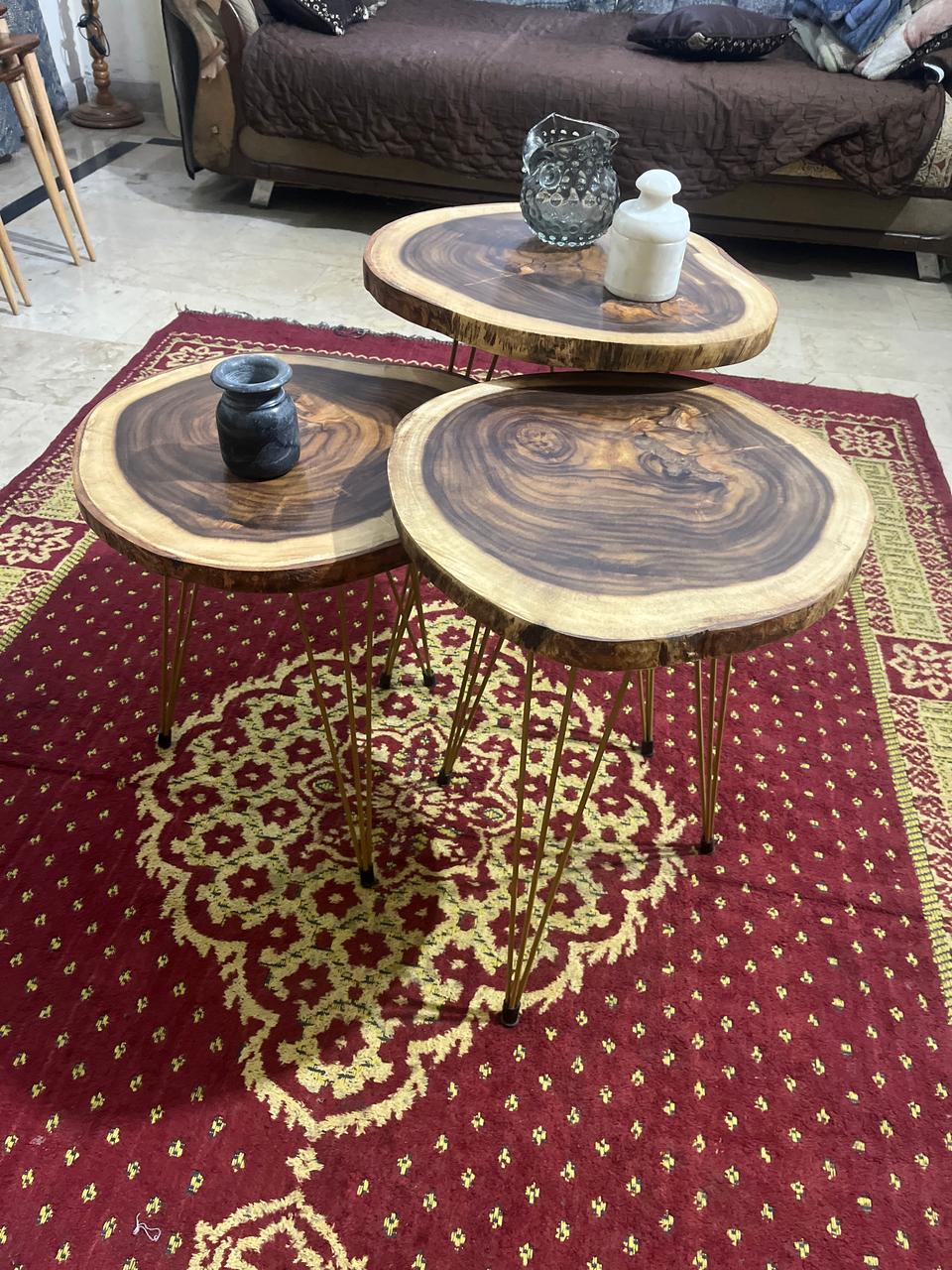 Live Edge Wooden Table Set – Natural Elegance for Your Space