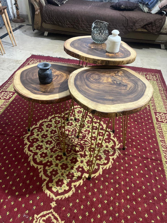 Live Edge Wooden Table Set – Natural Elegance for Your Space