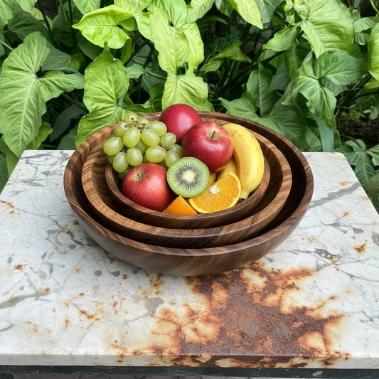 Brown Trio Wood Salad Bowl