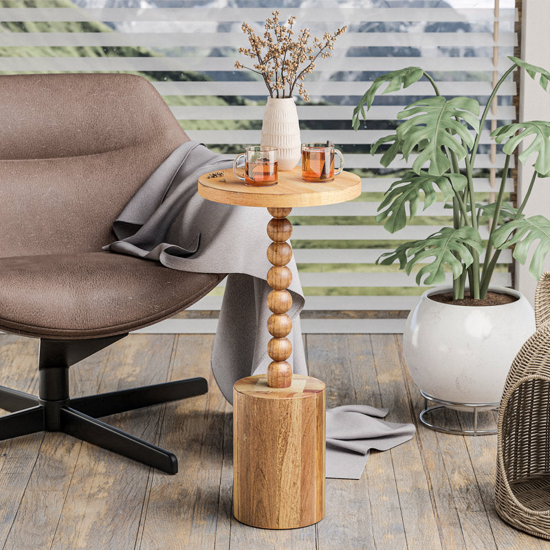 Fixed Ribbon Table Wooden Round Ribbon End Table – Wood Sajawat
