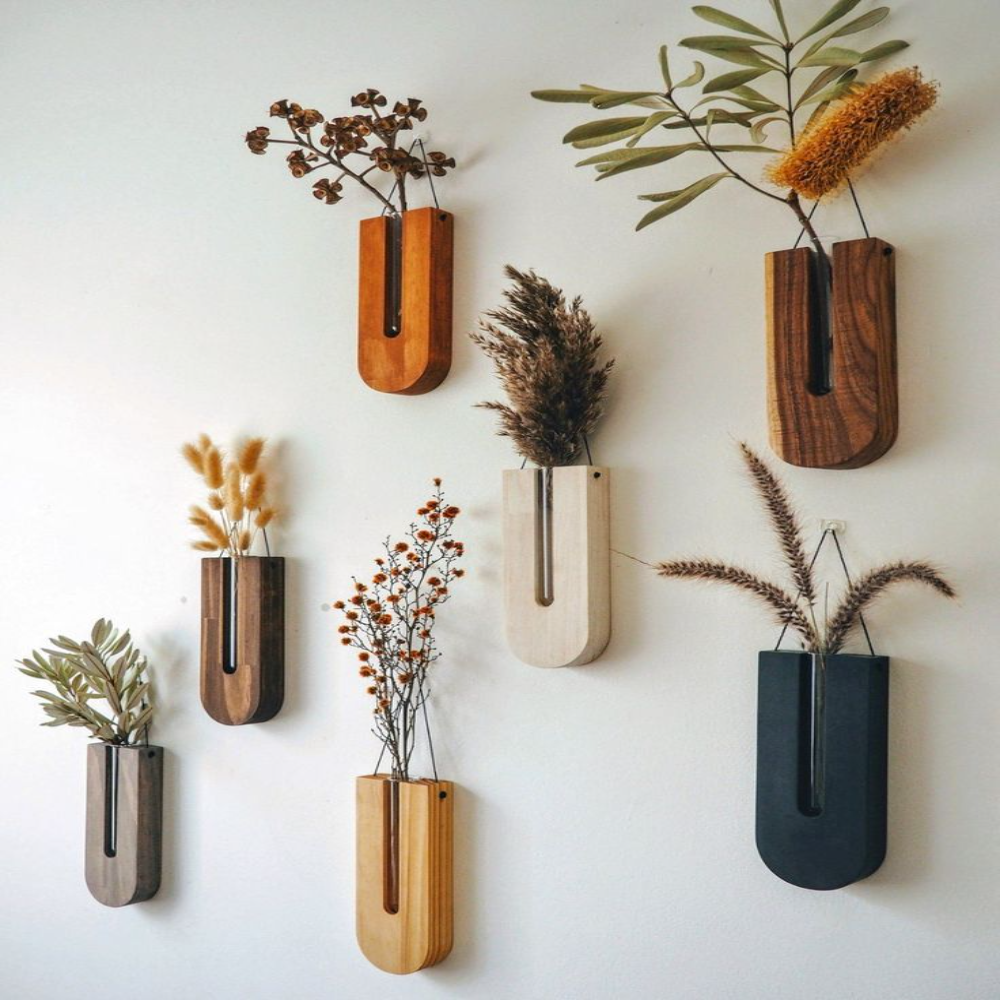 Modern Wooden Wall Hanging Planters- Each Planter