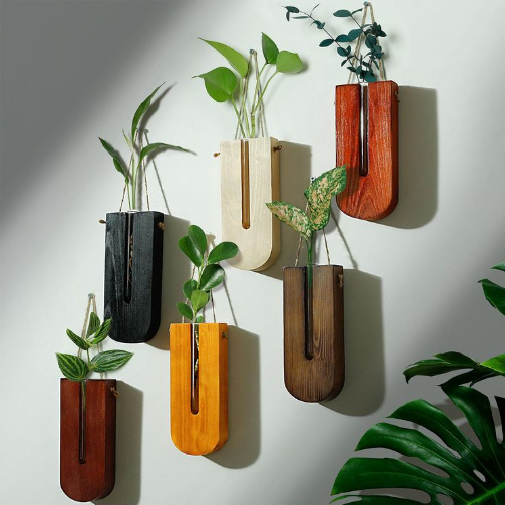 Modern Wooden Wall Hanging Planters- Each Planter