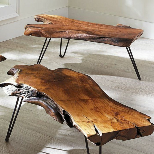 Handcrafted Live Edge Solid Wood Bench – Natural Rustic Charm for Entryway, Dining, or Accent Seating