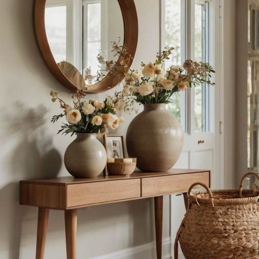 Handcrafted Solid Wood Console Table - Rustic Natural Finish | Entryway, Hallway & Living Room Decor