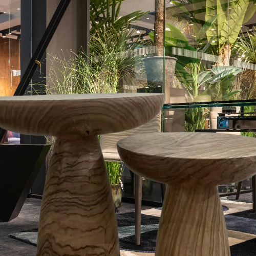 Sculpted Wooden Pedestal Tables – Set of 2 Organic Modern Accent Stands