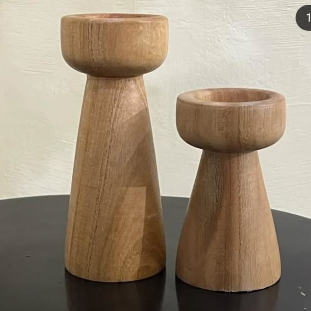 Handcrafted Wooden Candle Holder – Rustic Accent for Cozy Ambiance