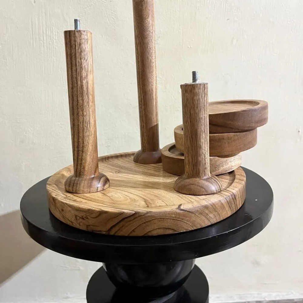 Solid Wood Plant Holder Set – Elegant Natural Finish (Set of 3)