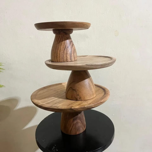 Rustic Wooden Cake Stand Set