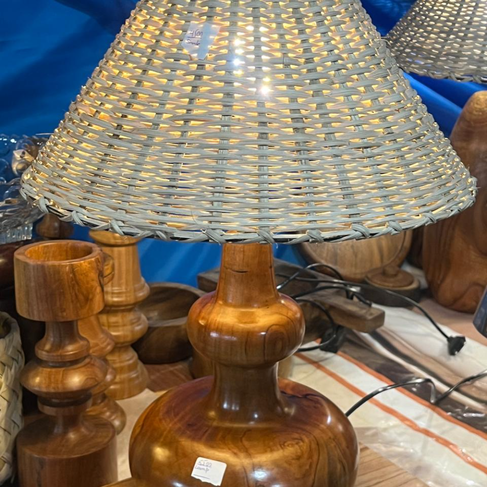 Premium Solid Wood Lamp Stand – Natural Finish