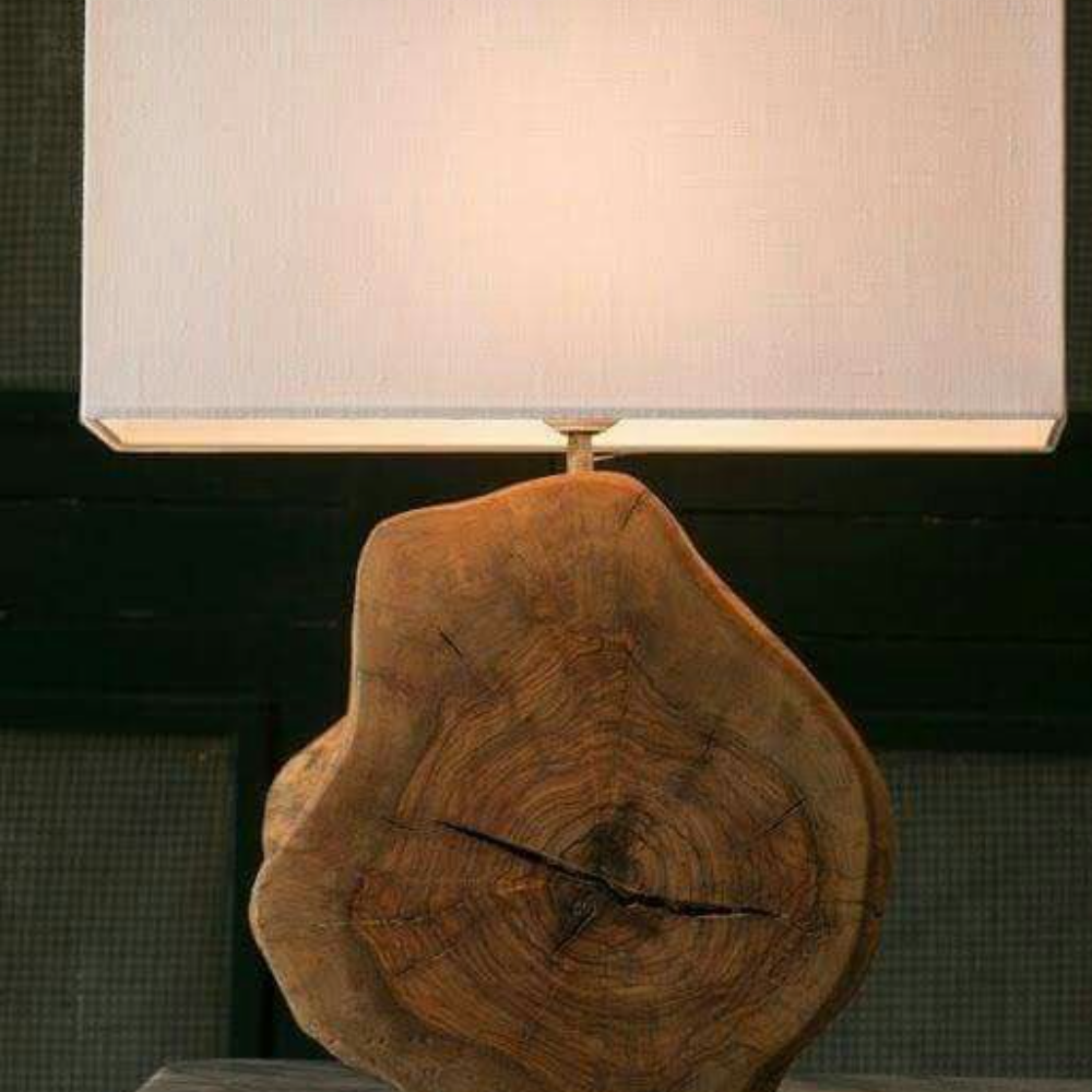 Rustic Handcrafted Wooden Table Lamp