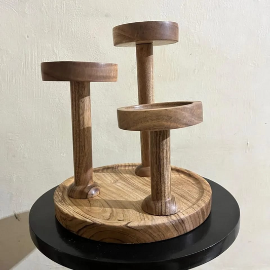 Solid Wood Plant Holder Set – Elegant Natural Finish (Set of 3)