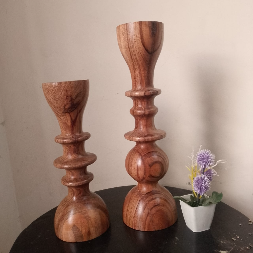 Brown Wood Candle Holder
