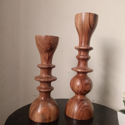 Brown Wood Candle Holder