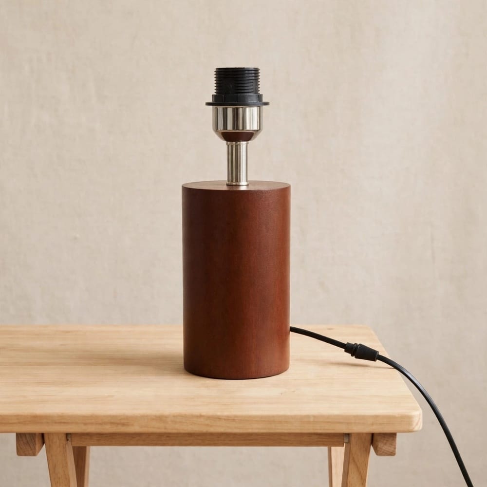 Classic Walnut Cylinder Table Lamp