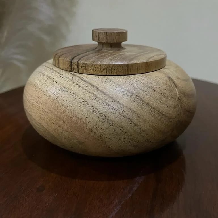 Mini Wooden Storage Jar – Handcrafted Natural Organizer for Spices & More