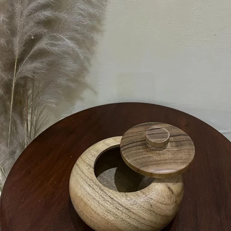 Mini Wooden Storage Jar – Handcrafted Natural Organizer for Spices & More