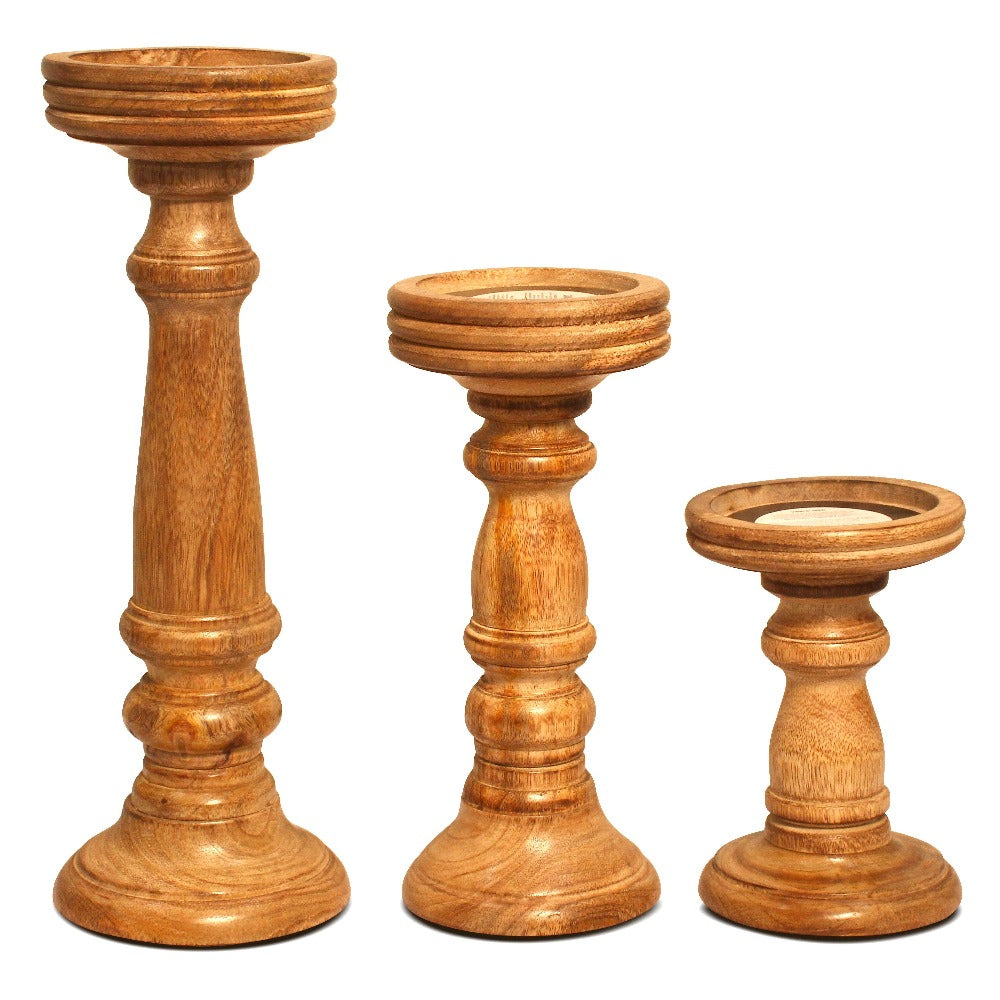 Traditional Wooden Candle Stand Wood Sajawat