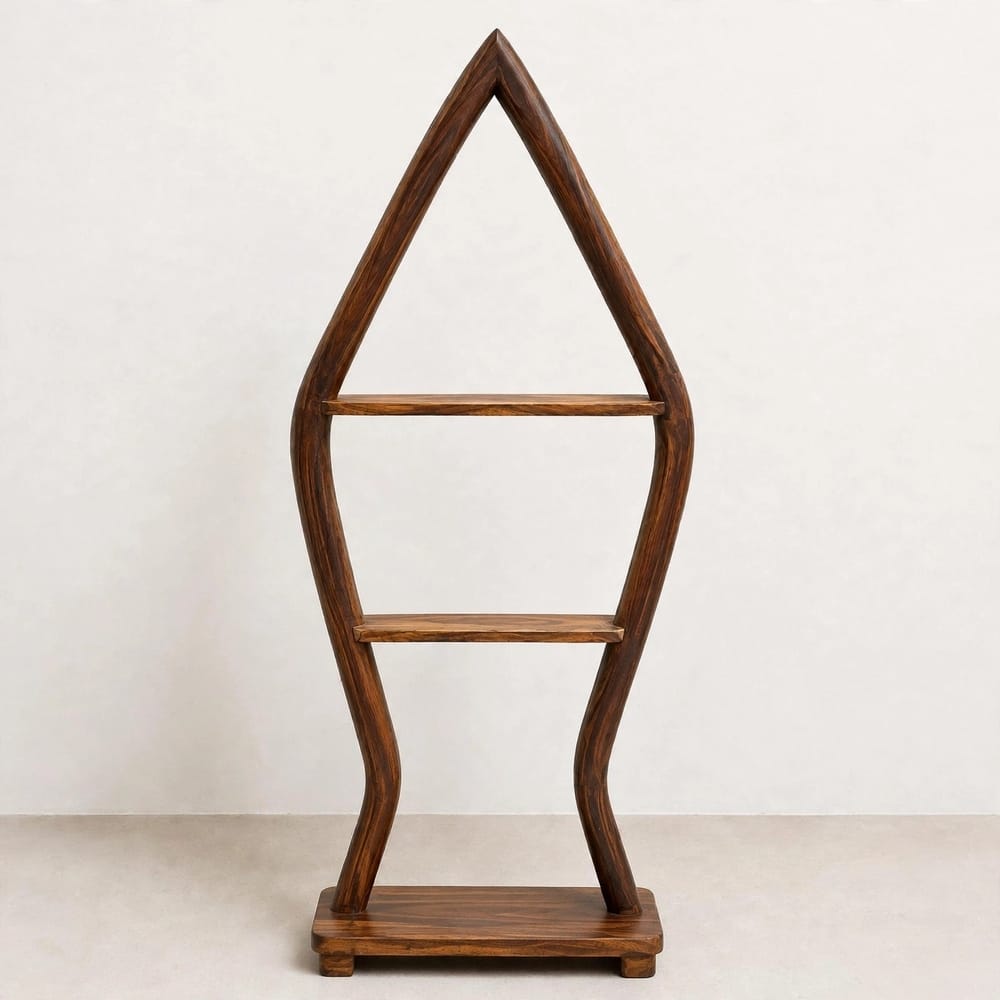 Teardrop 3-Tier Decor Shelf - Solid Wood